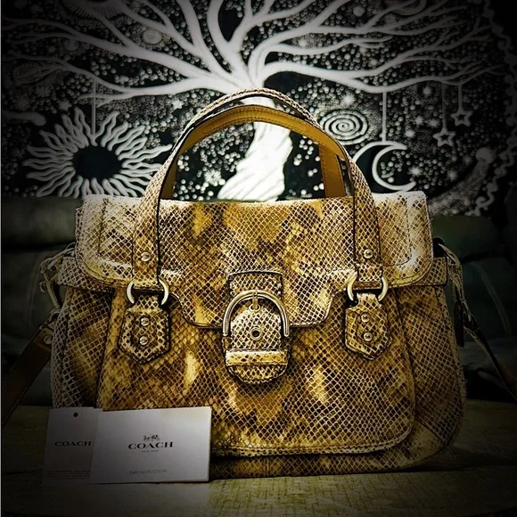 Vintage style Y2K Coach Tan Snake Print Women's Bag crossbody purse handbag - Picture 11 of 17